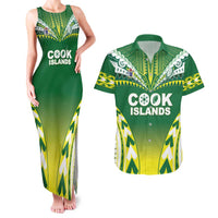 Cook Islands Rugby Custom Couples Matching Tank Maxi Dress and Hawaiian Shirt The Kukis Go Champions LT05 Green - Polynesian Pride