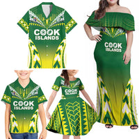 Cook Islands Rugby Custom Family Matching Off Shoulder Maxi Dress and Hawaiian Shirt The Kukis Go Champions LT05 - Polynesian Pride
