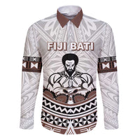 Fiji Rugby Custom Family Matching Puletasi and Hawaiian Shirt Fijian Bati Go Champions LT05 Dad's Shirt - Long Sleeve White - Polynesian Pride