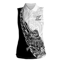 New Zealand Kiwi Rugby Custom Women Sleeveless Polo Shirt Go Champions Maori Pattern LT05 Female White - Polynesian Pride