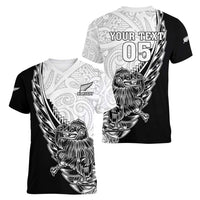 New Zealand Kiwi Rugby Custom Women V-Neck T-Shirt Go Champions Maori Pattern LT05 - Polynesian Pride