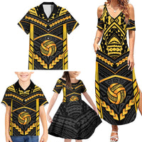 Custom Polynesia Beach Volleyball Family Matching Summer Maxi Dress and Hawaiian Shirt Gold Polynesian Tribal Pattern LT05 - Polynesian Pride