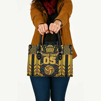 Custom Polynesia Beach Volleyball Leather Bag Gold Polynesian Tribal Pattern - Polynesian Pride