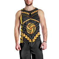 Custom Polynesia Beach Volleyball Men Tank Top Gold Polynesian Tribal Pattern - Polynesian Pride