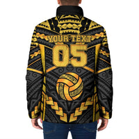 Custom Polynesia Beach Volleyball Padded Jacket Gold Polynesian Tribal Pattern - Polynesian Pride