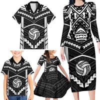 Custom Polynesia Beach Volleyball Family Matching Long Sleeve Bodycon Dress and Hawaiian Shirt Polynesian Tribal Pattern LT05 - Polynesian Pride