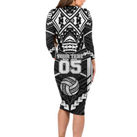 Custom Polynesia Beach Volleyball Family Matching Long Sleeve Bodycon Dress and Hawaiian Shirt Polynesian Tribal Pattern LT05 - Polynesian Pride