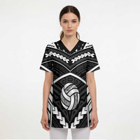 Custom Polynesia Beach Volleyball Scrub Top Polynesian Tribal Pattern - Polynesian Pride
