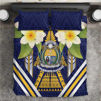 Nauru Independence Day Bedding Set Coat Of Arms With Plumeria LT05 Navy - Polynesian Pride