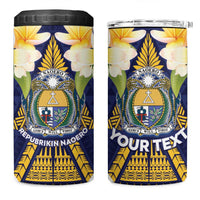 Personalised Nauru Independence Day 4 in 1 Can Cooler Tumbler Coat Of Arms With Plumeria LT05 One Size: 16 oz Navy - Polynesian Pride