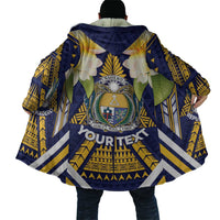 Personalised Nauru Independence Day Cloak Coat Of Arms With Plumeria - Polynesian Pride