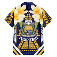 Personalised Nauru Independence Day Family Matching Mermaid Dress and Hawaiian Shirt Coat Of Arms With Plumeria LT05 - Polynesian Pride