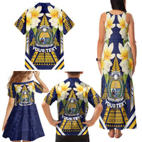 Personalised Nauru Independence Day Family Matching Tank Maxi Dress and Hawaiian Shirt Coat Of Arms With Plumeria LT05 - Polynesian Pride