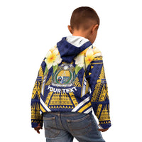 Personalised Nauru Independence Day Kid Hoodie Coat Of Arms With Plumeria - Polynesian Pride