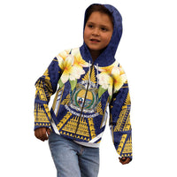 Personalised Nauru Independence Day Kid Hoodie Coat Of Arms With Plumeria - Polynesian Pride