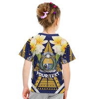 Personalised Nauru Independence Day Kid T Shirt Coat Of Arms With Plumeria - Polynesian Pride