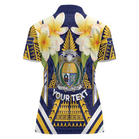 Personalised Nauru Independence Day Women Polo Shirt Coat Of Arms With Plumeria LT05 - Polynesian Pride