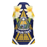 Personalised Nauru Independence Day Women Sleeveless Polo Shirt Coat Of Arms With Plumeria LT05 - Polynesian Pride