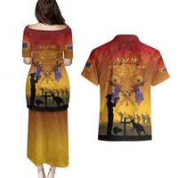 ANZAC Day Couples Matching Puletasi and Hawaiian Shirt Australia And New Zealand Slouch Hats LT05 - Polynesian Pride