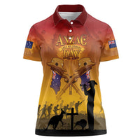 ANZAC Day Women Polo Shirt Australia And New Zealand Slouch Hats LT05 Female Yellow - Polynesian Pride
