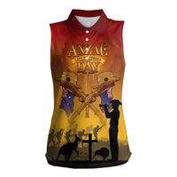 ANZAC Day Women Sleeveless Polo Shirt Australia And New Zealand Slouch Hats LT05 Female Yellow - Polynesian Pride