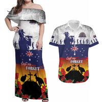 New Zealand And Australia ANZAC Last Post Couples Matching Off Shoulder Maxi Dress and Hawaiian Shirt LT05 Blue - Polynesian Pride