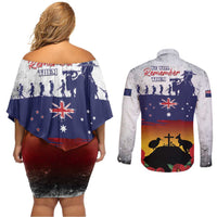 New Zealand And Australia ANZAC Last Post Couples Matching Off Shoulder Short Dress and Long Sleeve Button Shirt LT05 - Polynesian Pride