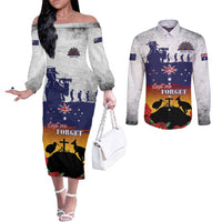 New Zealand And Australia ANZAC Last Post Couples Matching Off The Shoulder Long Sleeve Dress and Long Sleeve Button Shirt LT05 Blue - Polynesian Pride