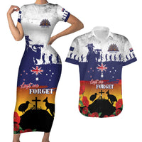 New Zealand And Australia ANZAC Last Post Couples Matching Short Sleeve Bodycon Dress and Hawaiian Shirt LT05 Blue - Polynesian Pride