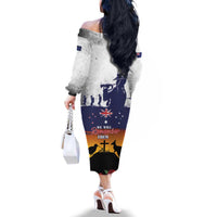 New Zealand And Australia ANZAC Last Post Family Matching Off The Shoulder Long Sleeve Dress and Hawaiian Shirt LT05 - Polynesian Pride