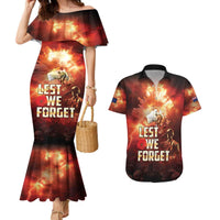 Honouring The ANZAC Spirit Couples Matching Mermaid Dress and Hawaiian Shirt Gallipoli Lest We Forget LT05 Red - Polynesian Pride