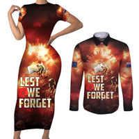 Honouring The ANZAC Spirit Couples Matching Short Sleeve Bodycon Dress and Long Sleeve Button Shirt Gallipoli Lest We Forget LT05 Red - Polynesian Pride