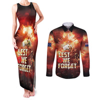 Honouring The ANZAC Spirit Couples Matching Tank Maxi Dress and Long Sleeve Button Shirt Gallipoli Lest We Forget LT05 Red - Polynesian Pride