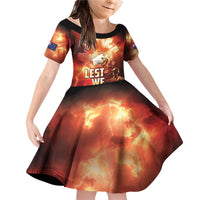 Honouring The ANZAC Spirit Family Matching Off Shoulder Short Dress and Hawaiian Shirt Gallipoli Lest We Forget LT05 Daughter's Dress Red - Polynesian Pride