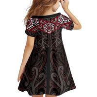 New Zealand Aotearoa Family Matching Off Shoulder Short Dress and Hawaiian Shirt Red Taniko Art Maori Pattern LT05 - Polynesian Pride
