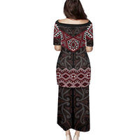 New Zealand Aotearoa Family Matching Puletasi and Hawaiian Shirt Red Taniko Art Maori Pattern LT05 - Polynesian Pride