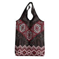 New Zealand Aotearoa Grocery Bag Red Taniko Art Maori Pattern