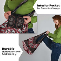 New Zealand Aotearoa Grocery Bag Red Taniko Art Maori Pattern