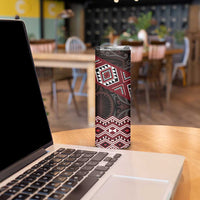 New Zealand Aotearoa Skinny Tumbler Red Taniko Art Maori Pattern LT05 - Polynesian Pride