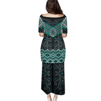 New Zealand Aotearoa Family Matching Puletasi and Hawaiian Shirt Turquoise Taniko Art Maori Pattern LT05 - Polynesian Pride