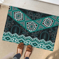 New Zealand Aotearoa Rubber Doormat Turquoise Taniko Art Maori Pattern