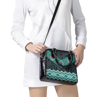 New Zealand Aotearoa Shoulder Handbag Turquoise Taniko Art Maori Pattern