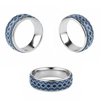 New Zealand Aotearoa Classic Ring Blue Taniko Art Maori Pattern