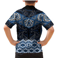 New Zealand Aotearoa Family Matching Mermaid Dress and Hawaiian Shirt Blue Taniko Art Maori Pattern LT05 - Polynesian Pride