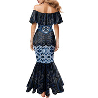 New Zealand Aotearoa Family Matching Mermaid Dress and Hawaiian Shirt Blue Taniko Art Maori Pattern LT05 - Polynesian Pride