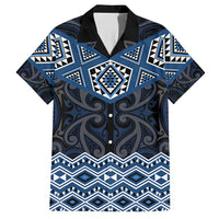 New Zealand Aotearoa Family Matching Short Sleeve Bodycon Dress and Hawaiian Shirt Blue Taniko Art Maori Pattern LT05 Dad's Shirt - Short Sleeve Blue - Polynesian Pride