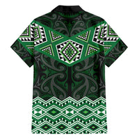 New Zealand Aotearoa Family Matching Summer Maxi Dress and Hawaiian Shirt Green Taniko Art Maori Pattern LT05 - Polynesian Pride