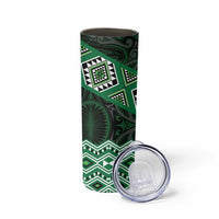 New Zealand Aotearoa Skinny Tumbler Green Taniko Art Maori Pattern LT05 - Polynesian Pride