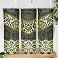 New Zealand Aotearoa Skinny Tumbler Yellow Taniko Art Maori Pattern LT05 - Polynesian Pride