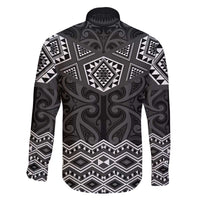 New Zealand Aotearoa Family Matching Off The Shoulder Long Sleeve Dress and Hawaiian Shirt Black Taniko Art Maori Pattern LT05 - Polynesian Pride